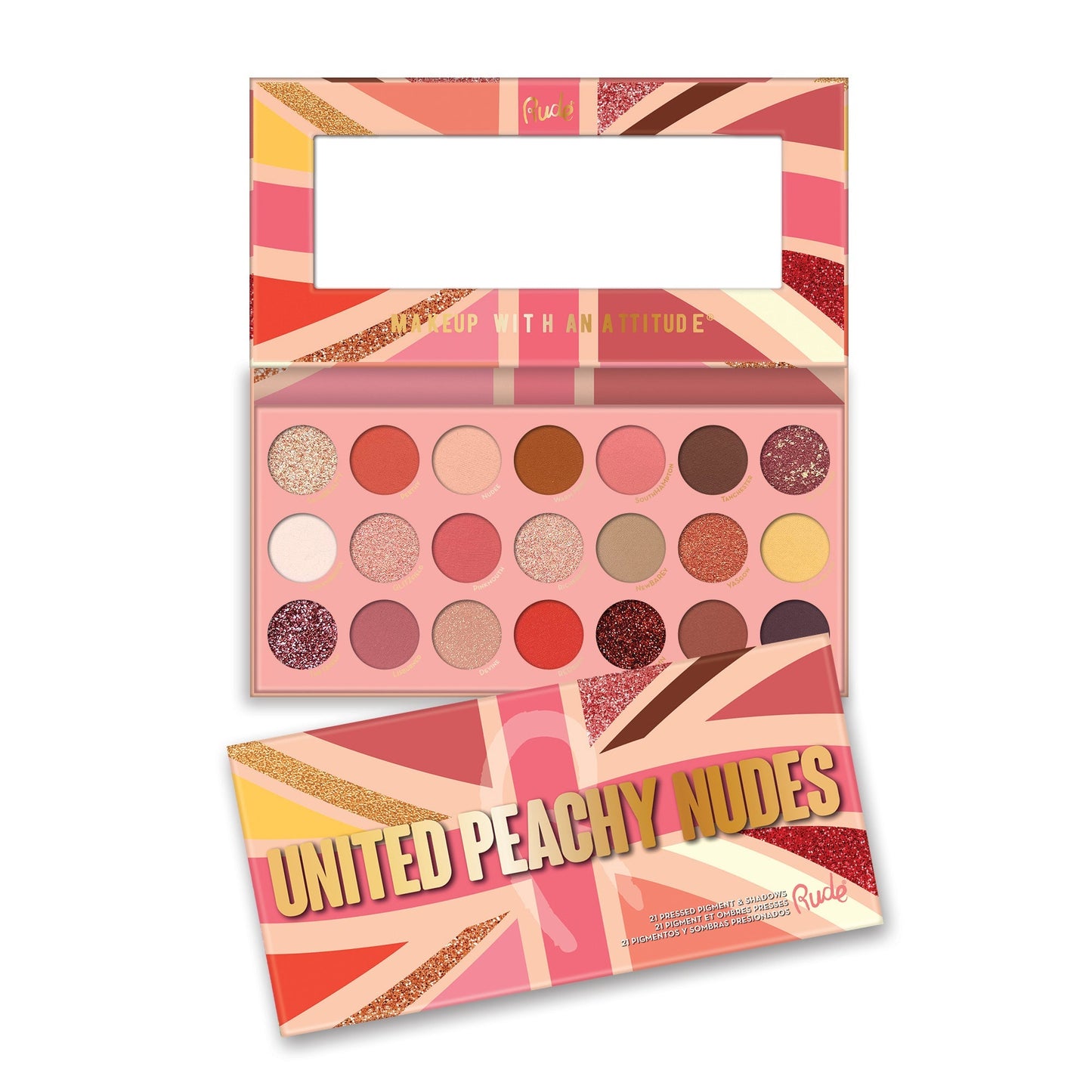 RUDE United Peachy Nudes - 21 Pressed Pigment & Shadows Palette
