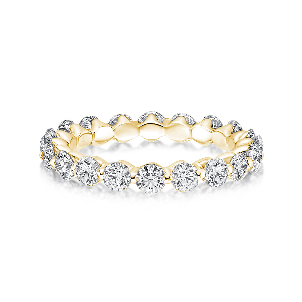 Rodiffy Moissanite 1.5 Ct Round Cut Yellow Gold Anniversary Ring