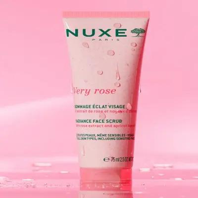 Nuxe Very Rose Gentle Face Scrub - Rose Water Exfoliator for Sensitive Skin - Natural Facial Peeling for Radiant Skin