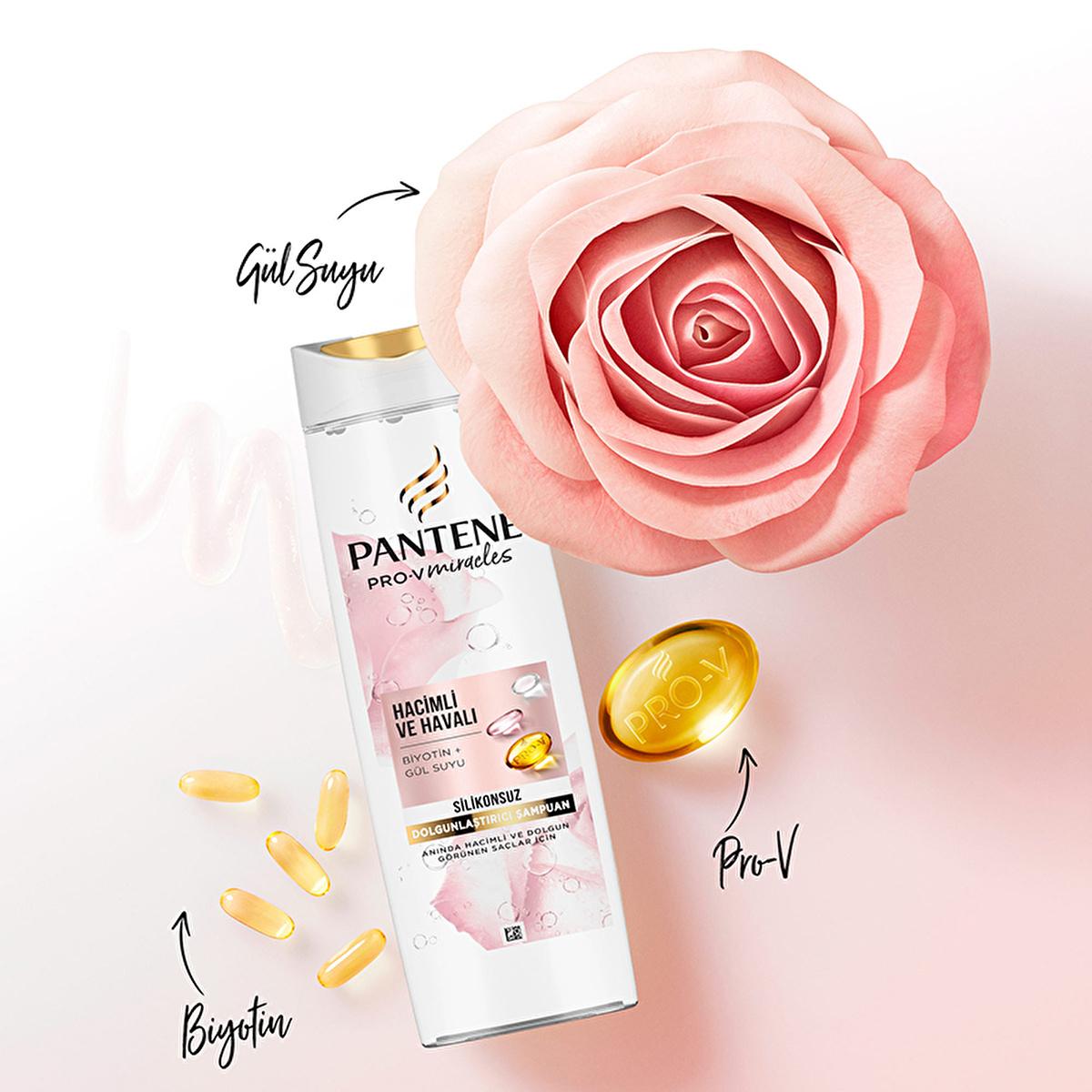 Pantene Pro-V Biotin & Rose Water Volumizing Shampoo - Silicone-Free Thickening Shampoo for Fine, Flat Hair - Adds Volume & Body