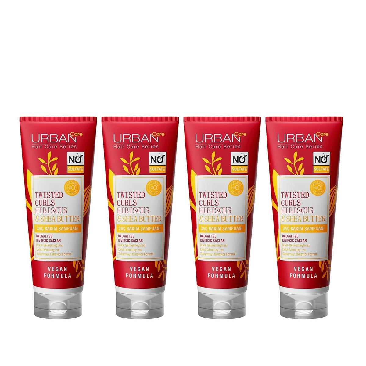 URBAN Care Sulfate-Free Shampoo for Curly Hair - Twisted Curls Hibiscus & Shea Butter 250ml x 4