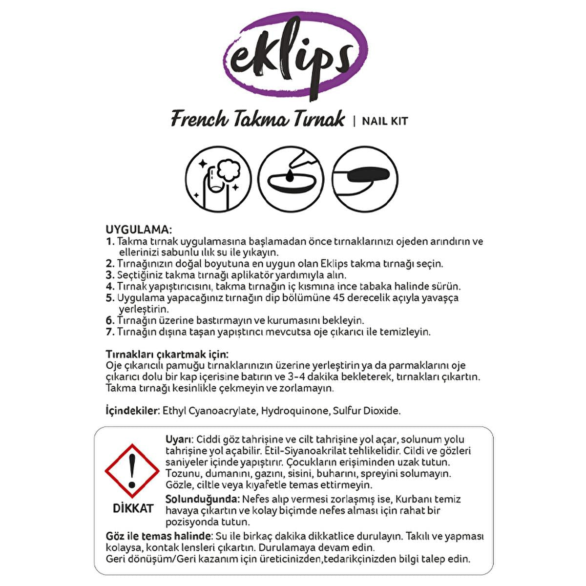 Eklips French Beige Oval False Nails - Easy Application Press On Nails for a Perfect At-Home Manicure