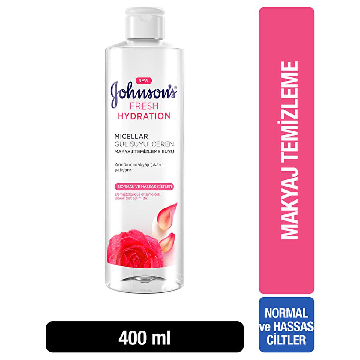 Johnson's Rose Water Micellar Water: Gentle & Effective Makeup Remover for Sensitive Skin, Removes Waterproof Makeup, Cleanses & Refreshes