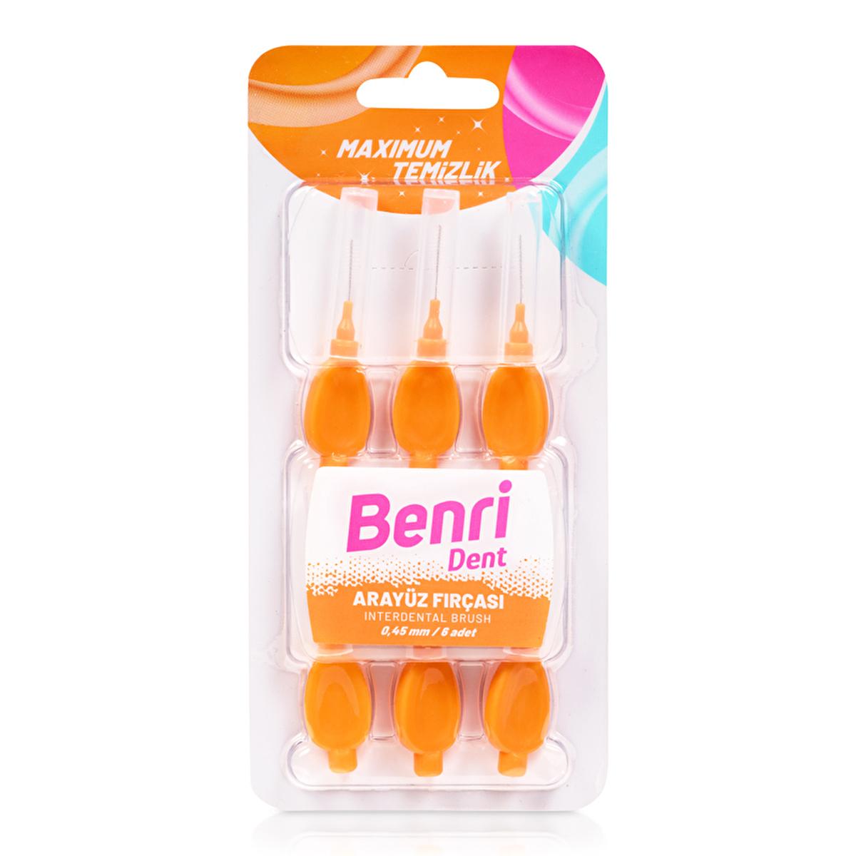 Benri Interdental Brush 0.45mm Pack of 6 - Enhance Oral Hygiene, Braces Cleaning & Dental Care