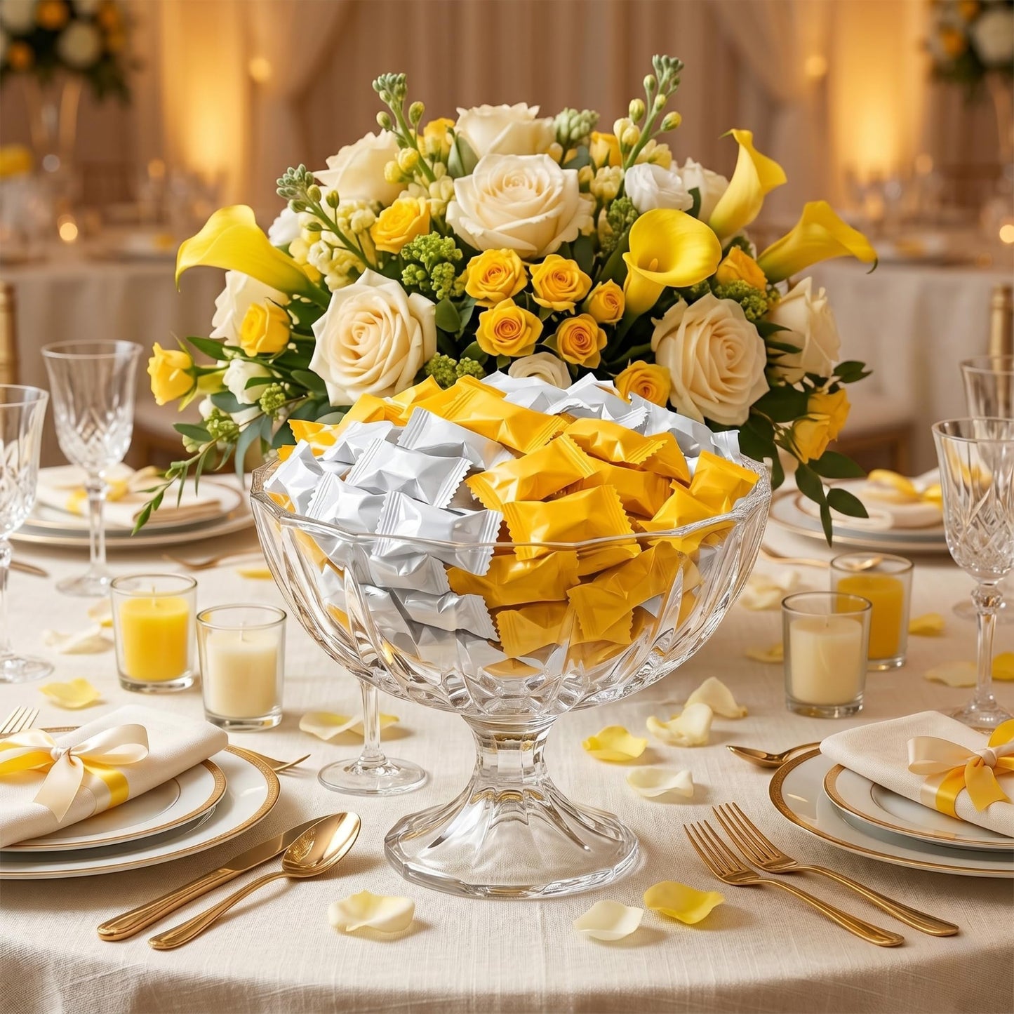 Yellow & White Buttermints 220ct – Individually Wrapped Butter Mints Bulk Candy for Lemon Baby Showers, Sunflower Weddings & Party Favors