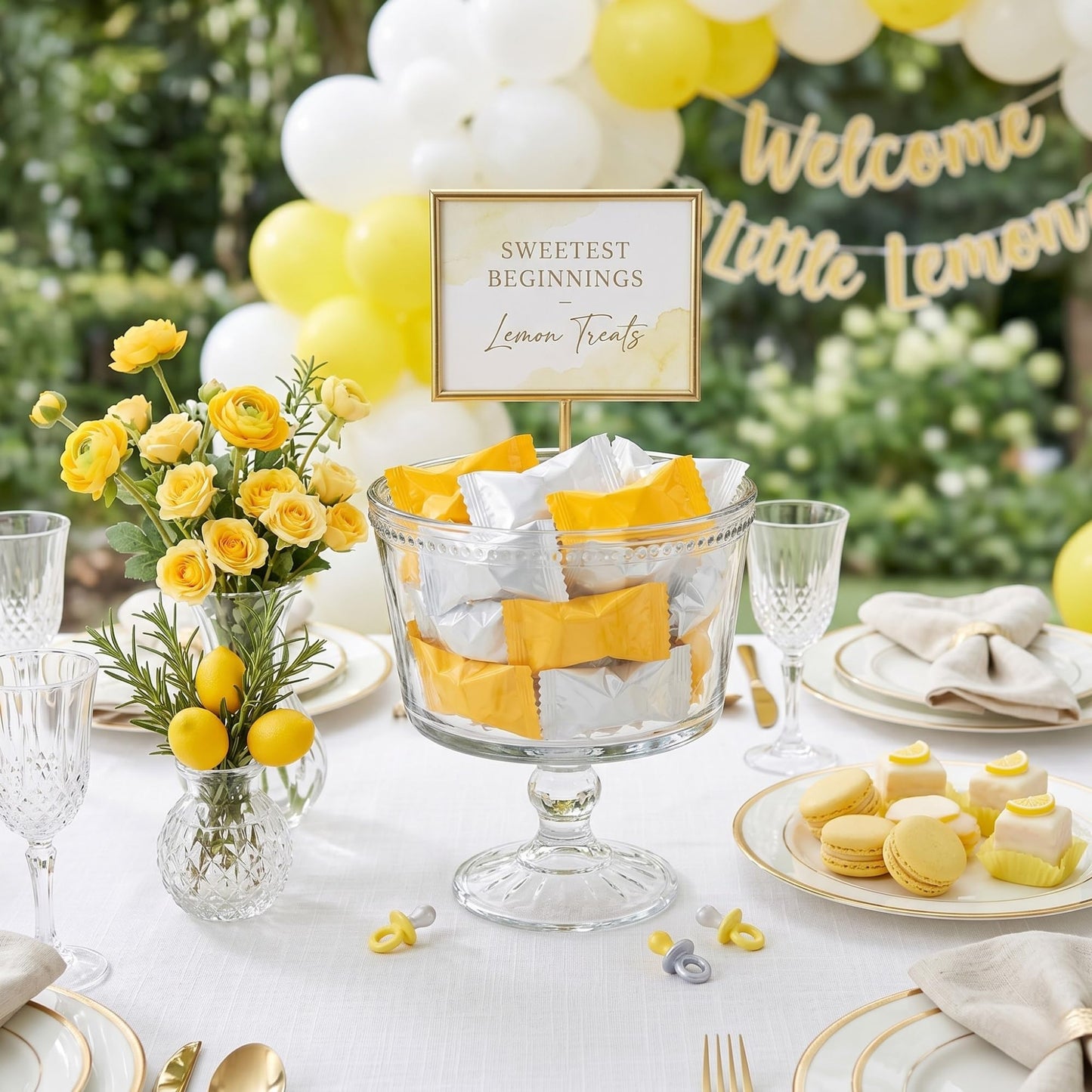 Yellow & White Buttermints 220ct – Individually Wrapped Butter Mints Bulk Candy for Lemon Baby Showers, Sunflower Weddings & Party Favors