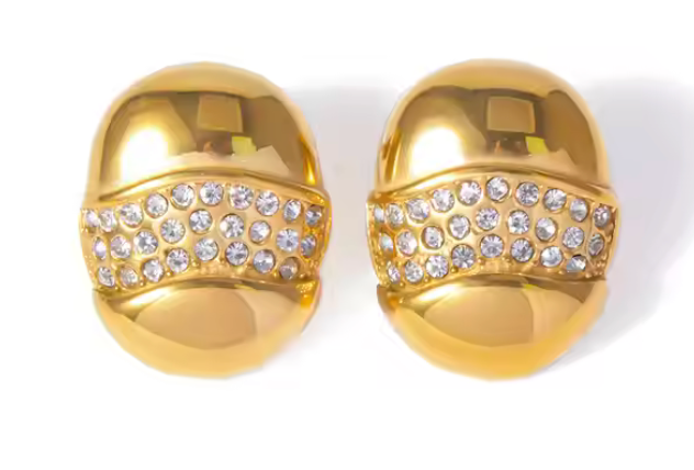 Boucles d'oreilles clous HoopLa 14K GP Pavé