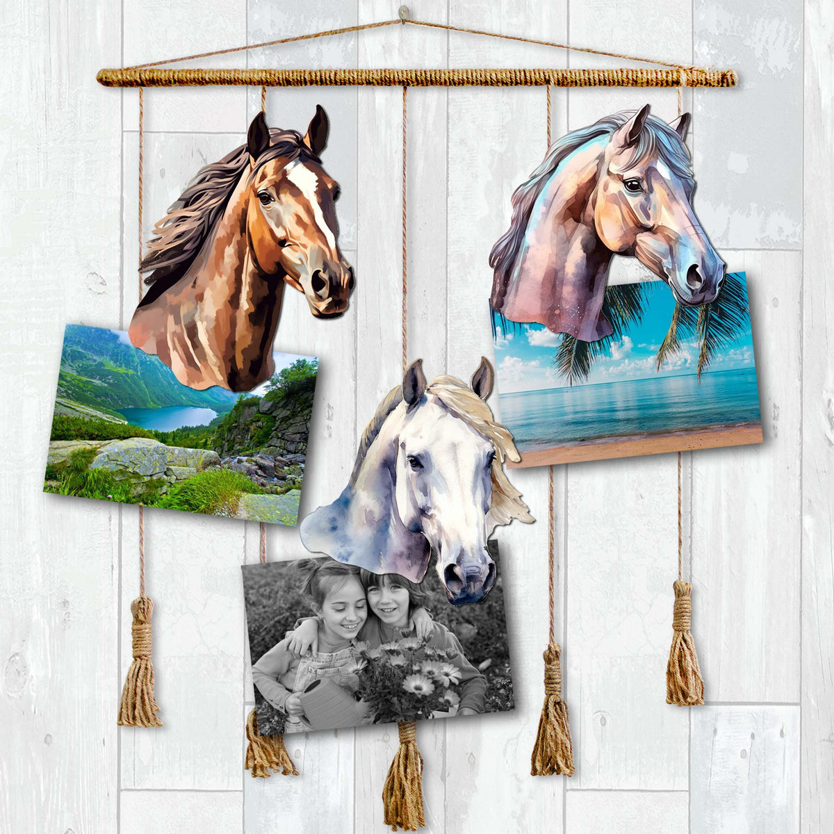 Horses Clip-On Eco Wood Decorative Ornaments Set of 3 by G. Debrekht - Christmas Decor - 8091039C-S3