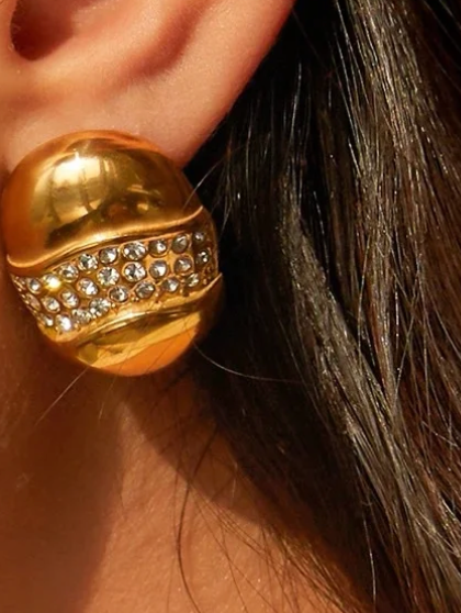 Boucles d'oreilles clous HoopLa 14K GP Pavé