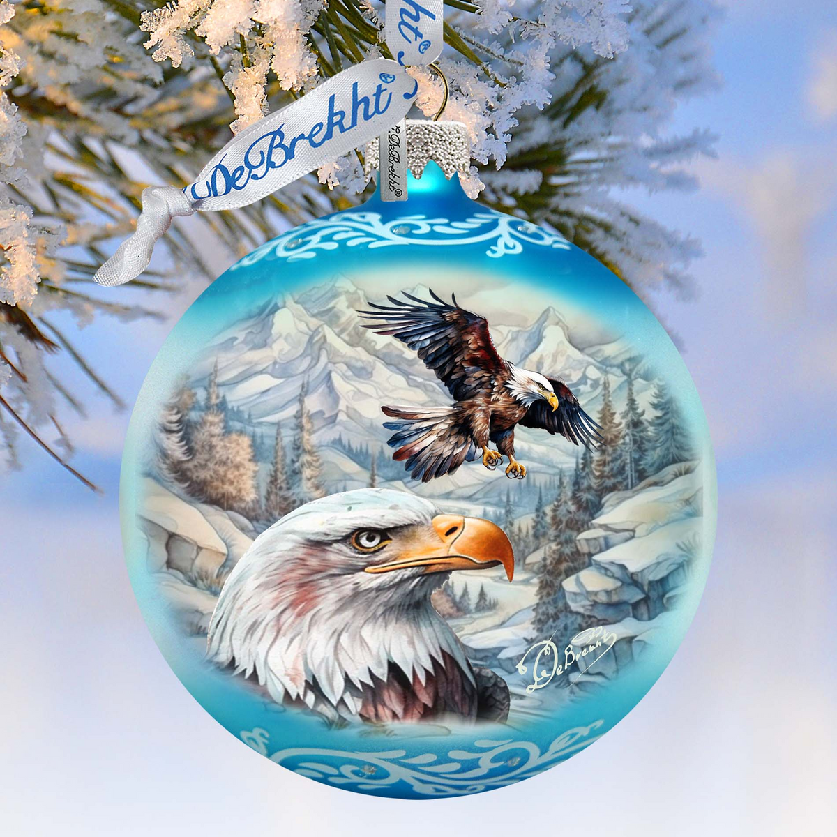 The Land of the Free - American Eagle Glass Ornament by G. Debrekht - Christmas Decor - 73387