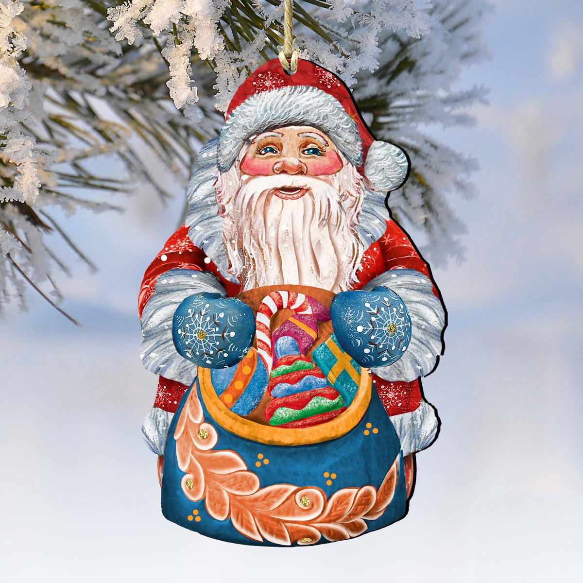 Birdie Santa Christmas Wooden Ornaments by G. DeBrekht - Christmas Santa Snowman Decor - 8117902