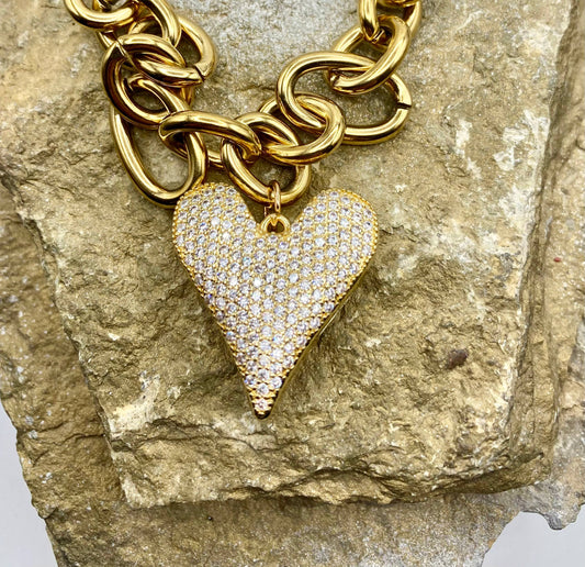 Collier pendentif cœur Chunky Gold Statement de Rebecca Ray