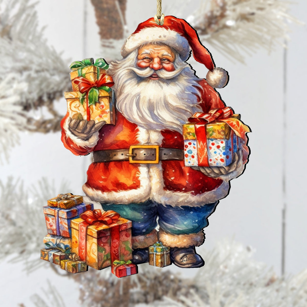Merry Delivery Santa Wooden Ornaments by G. Debrekht Christmas Santa Snowman Decor - 8611080