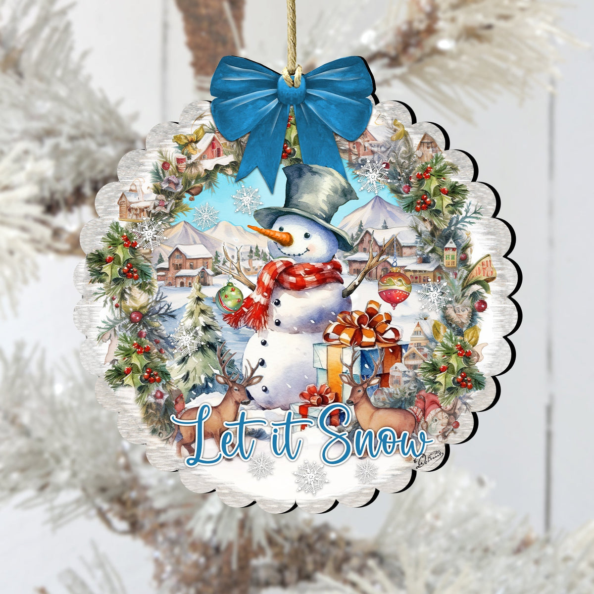 Let it Snow Wooden Ornaments by G. Debrekht Christmas Santa Snowman Decor - 933122