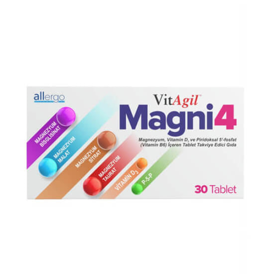 Allergo VitAgil Magni4 Magnesium with Vitamin D3 & P5P 30 Tablets