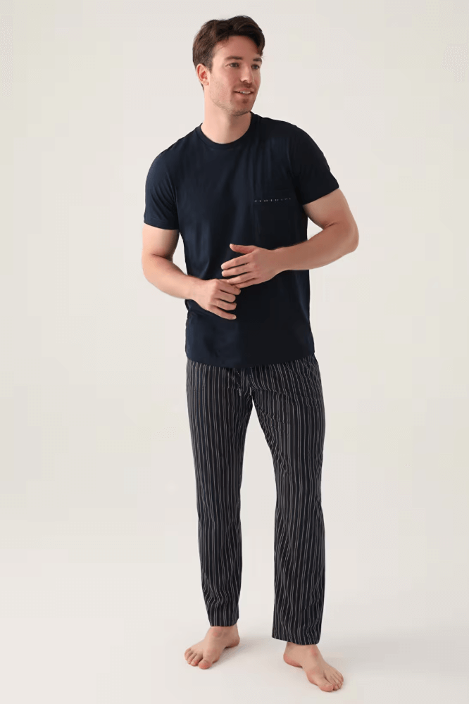 Arnetta AR3011 Men's Plus Size Pajama Set in Navy Blue