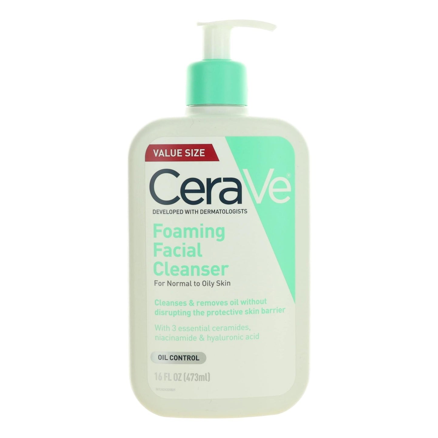 CeraVe Foaming Face Wash, 16oz Facial Cleanser for Normal to Oily Skin
