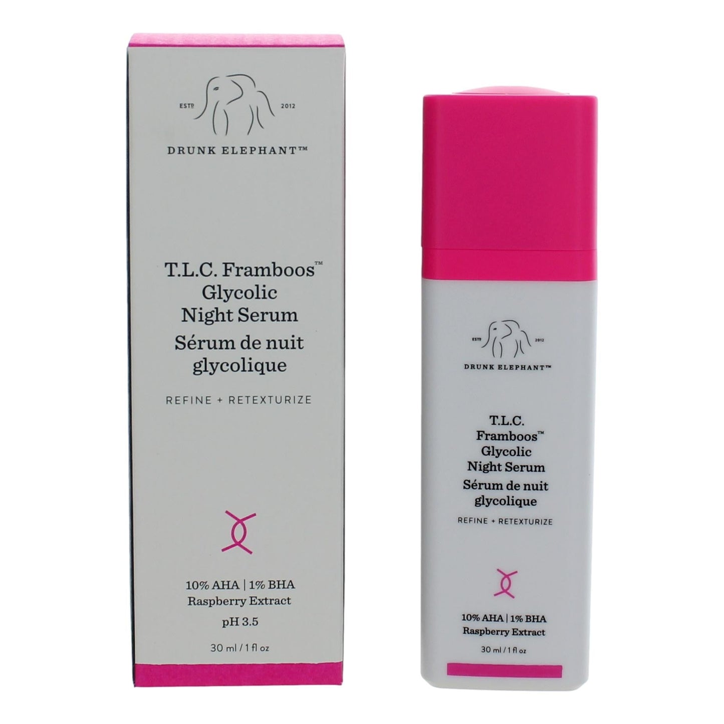 Drunk Elephant T.L.C Framboos, 1oz Glycolic Night Serum