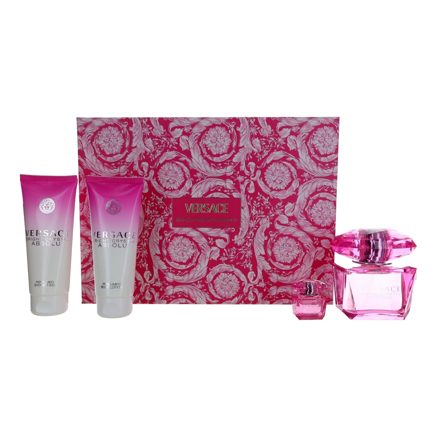 Versace Bright Crystal Absolu, 4 Piece Gift Set for Women