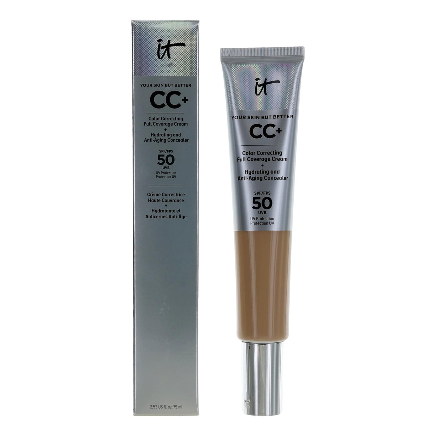It Cosmetics CC Cream Full Coverage Cream, 2.53 oz Color Correcting Foundation SPF 50- Light Medium