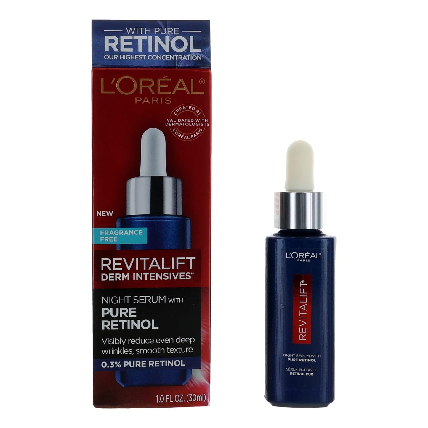 L'Oreal Revitalift Derm Intensives, 1oz Night Serum with Pure Retinol