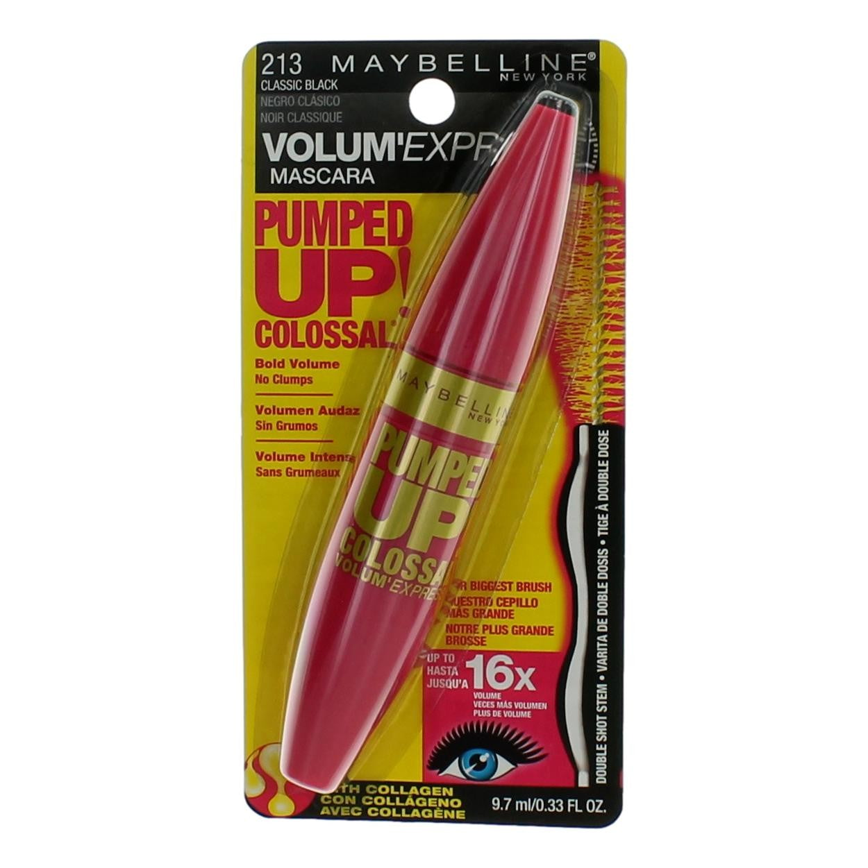 Maybelline Pumped Up Colossal Volum' Express. .33 oz Mascara- 213 Classic Black
