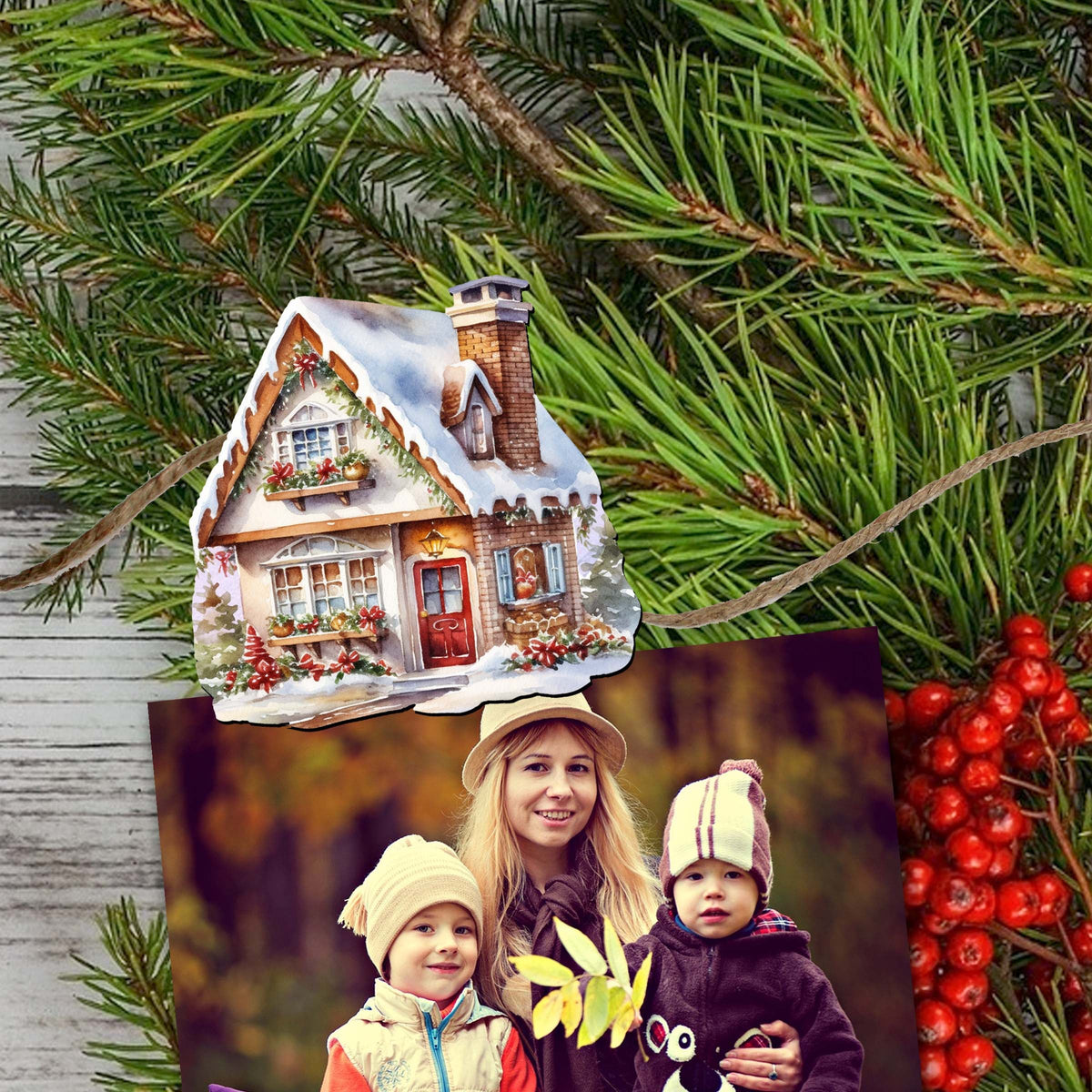 Dream Houses Clip-On Eco Wood Decorative Ornaments Set of 3 by G. Debrekht - Christmas Decor - 8091029C-S3