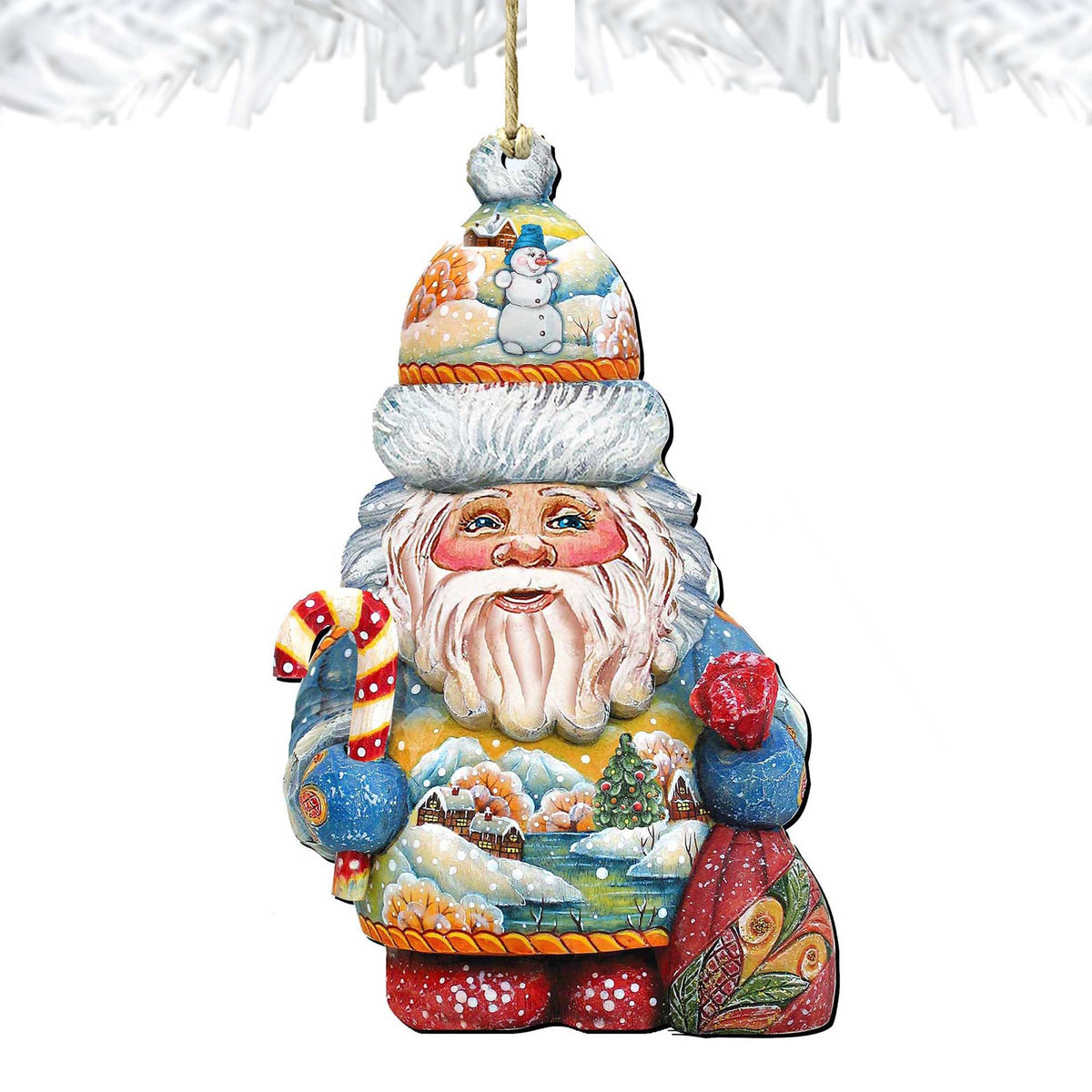 Winter Wonders Santa Wooden Ornaments by G. DeBrekht - Christmas Santa Snowman Decor - 81519184