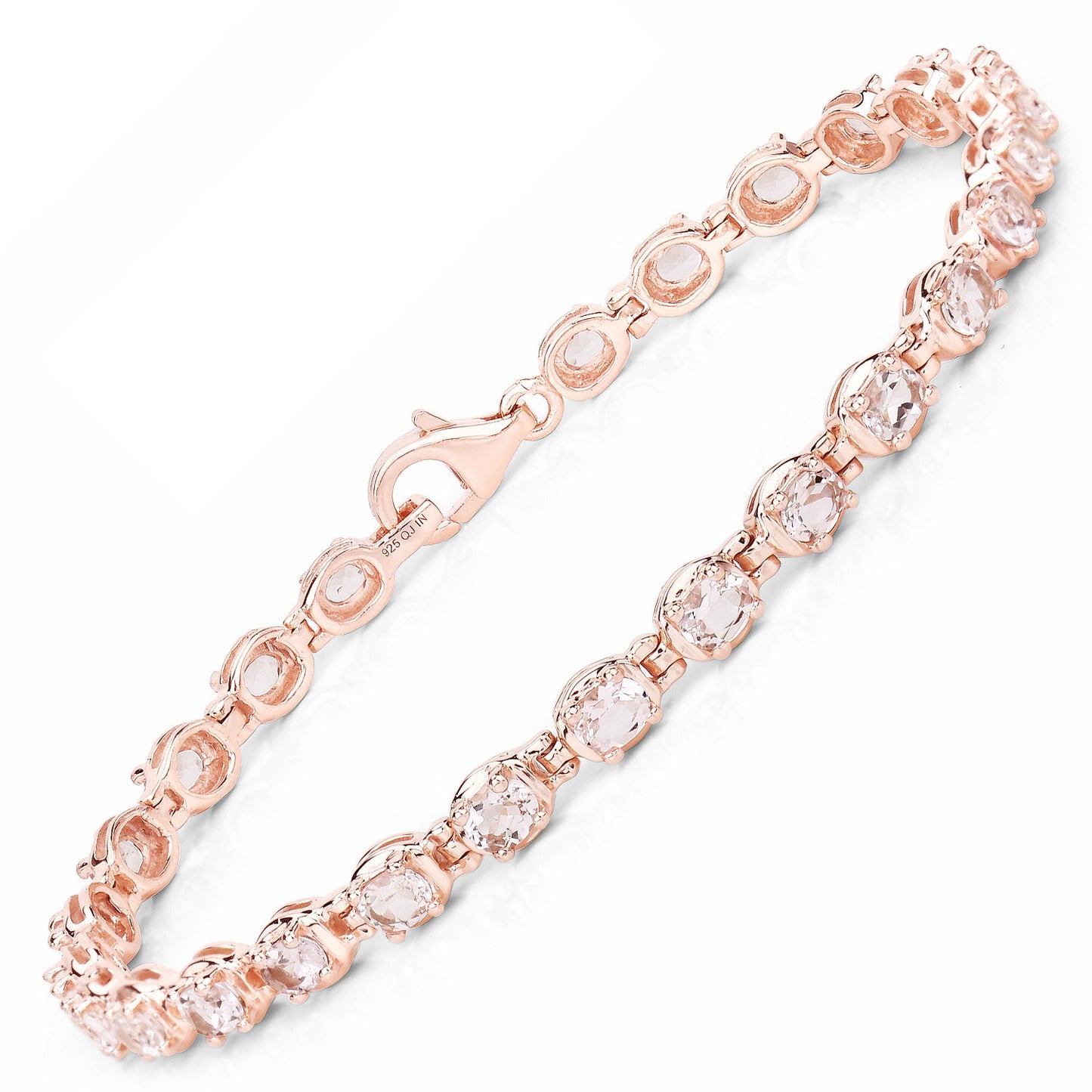 14K Rose Gold Plated 3.90 ct Genuine Morganite .925 Sterling Silver Bracelet