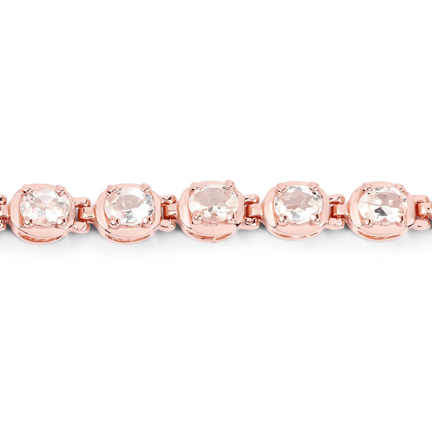 14K Rose Gold Plated 3.90 ct Genuine Morganite .925 Sterling Silver Bracelet