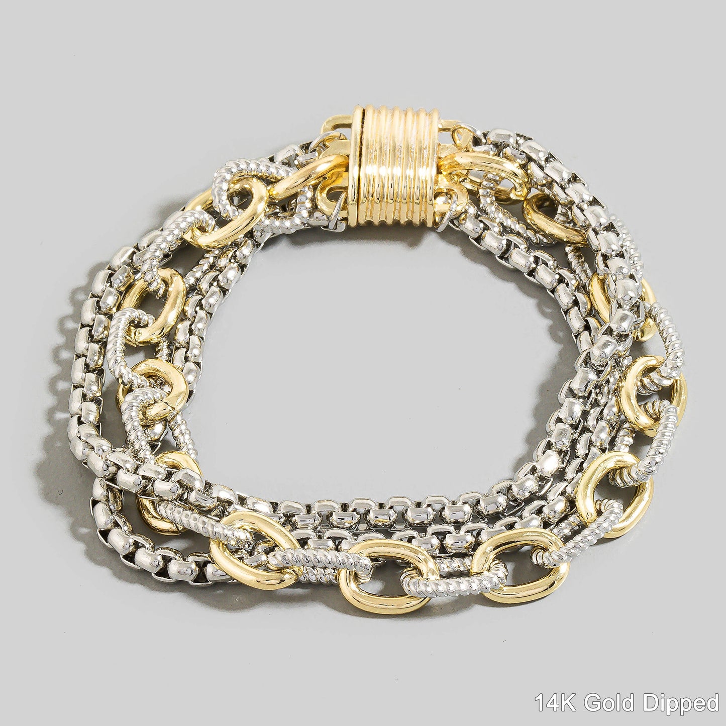 Bracelet Plaqué Or à Fermoir Magnétique Chaînes Assorties The Looks by Fame