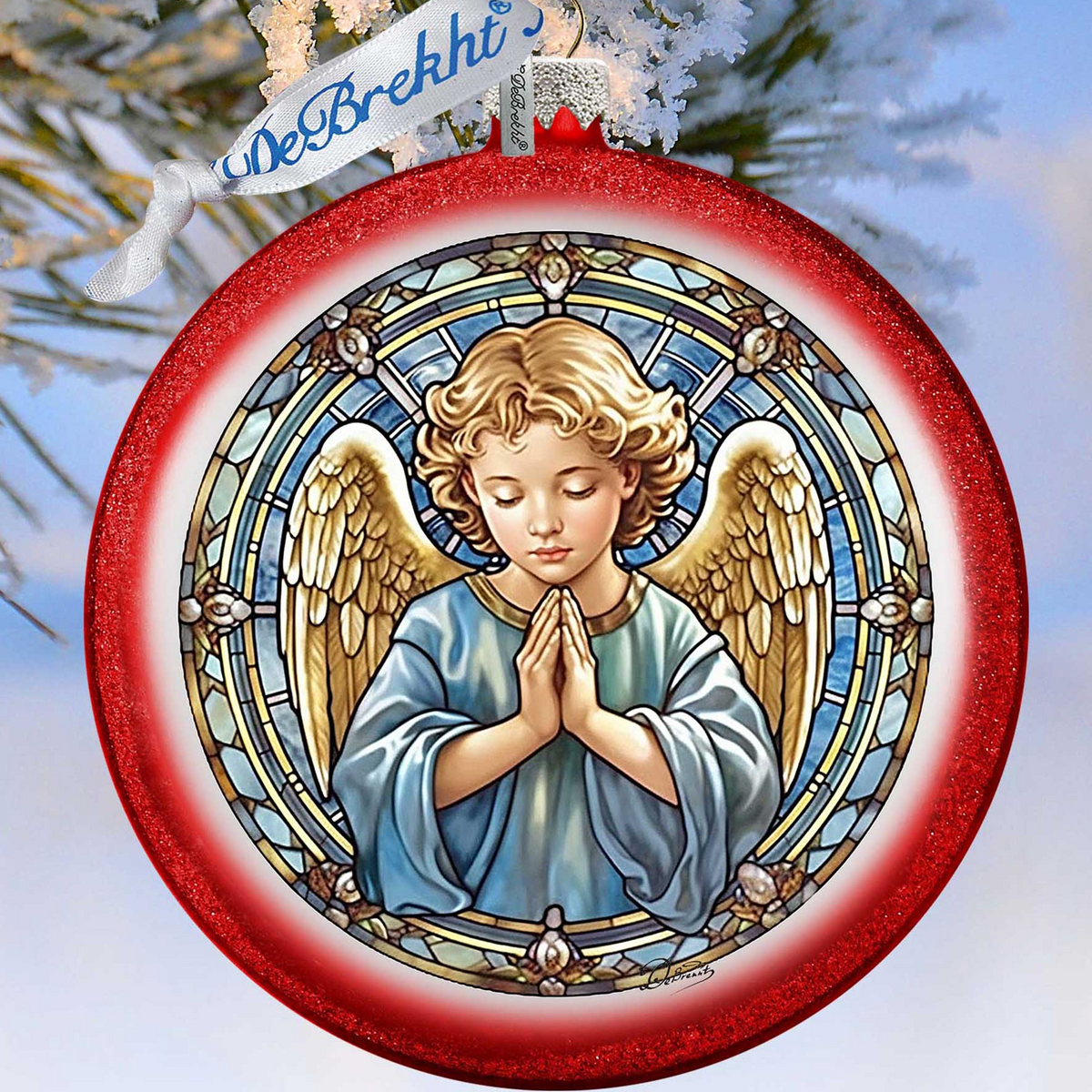 Little Angel Ball Glass Ornament by G. Debrekht - Nativity Holiday Decor - 73565C