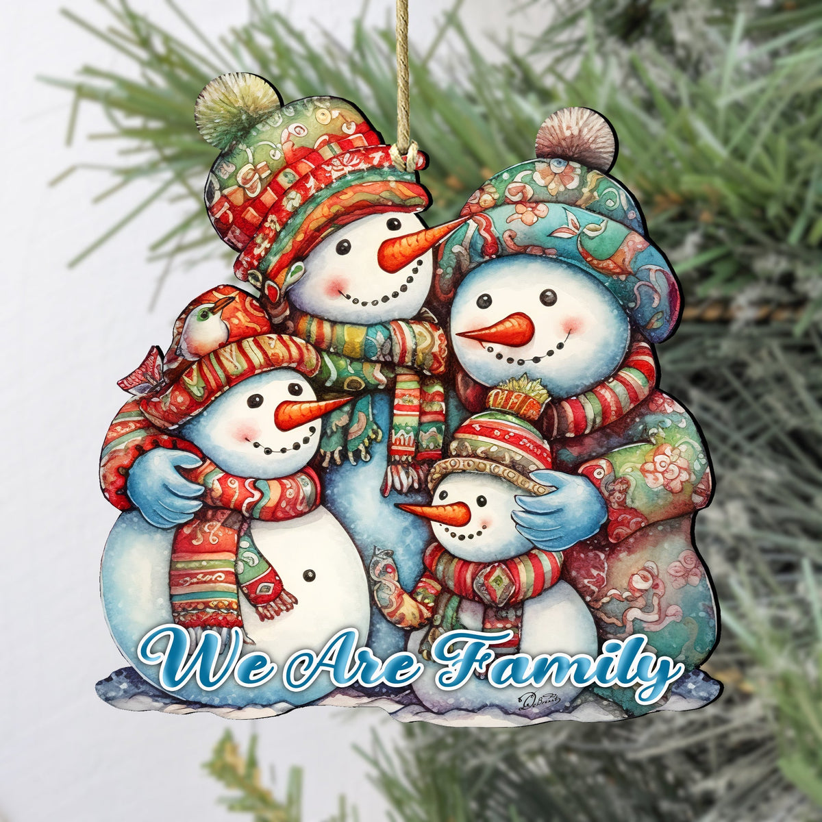 Snowmen Family Wooden Ornaments by G. Debrekht Christmas Santa Snowman Decor - 8611057