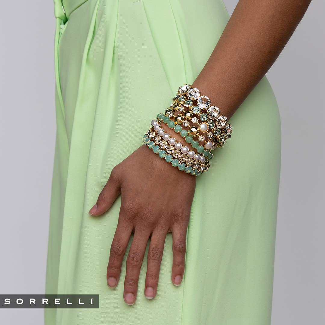 Sorrelli 10K Gold Plated Pacific Opal Crystal Stretch Bracelet 7in
