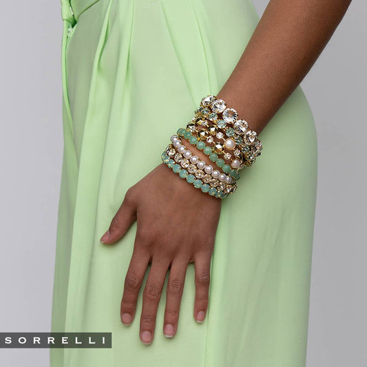 Sorrelli 10K Gold Plated Pacific Opal Crystal Stretch Bracelet 7in