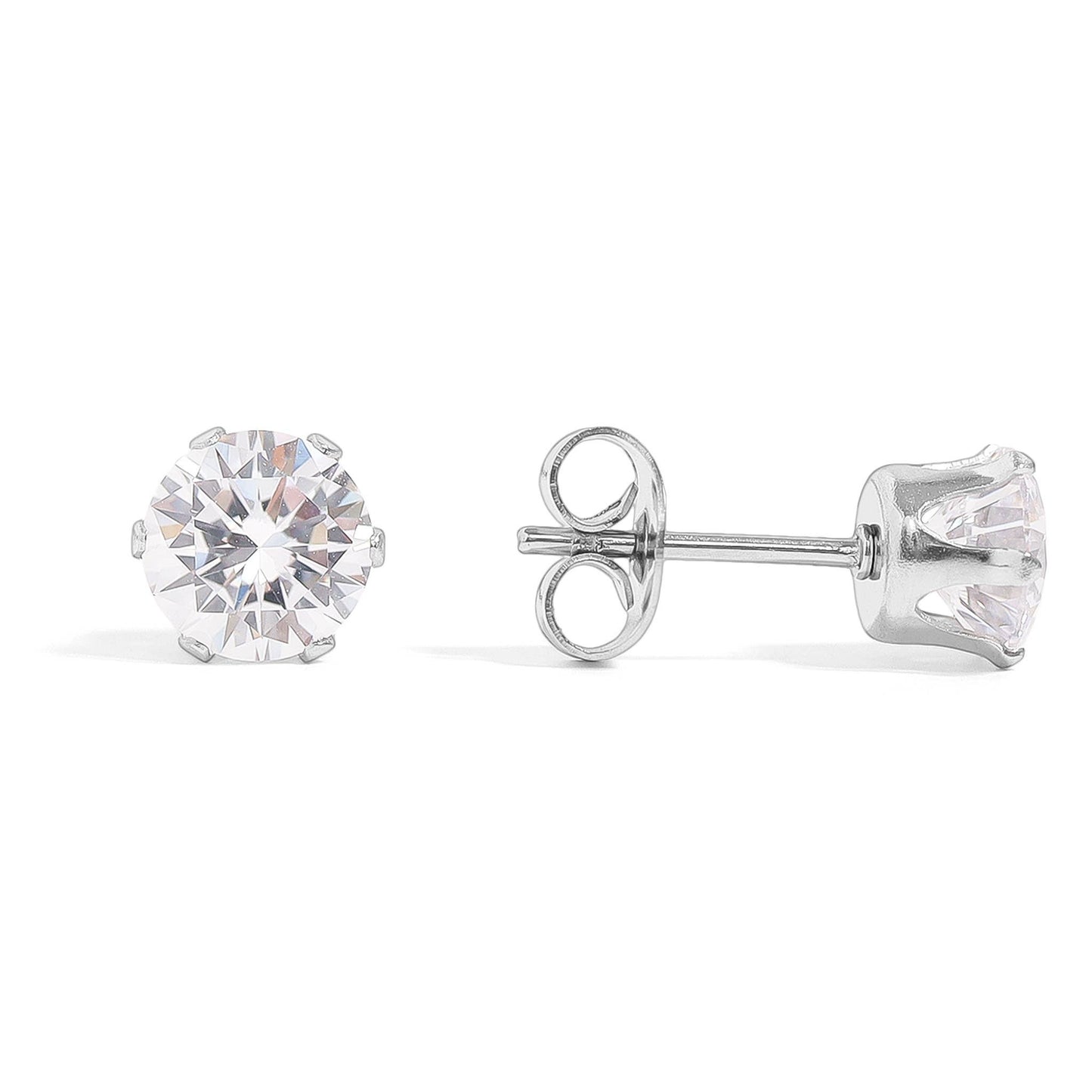 Boucles d'oreilles clous rondes CZ en acier inoxydable
