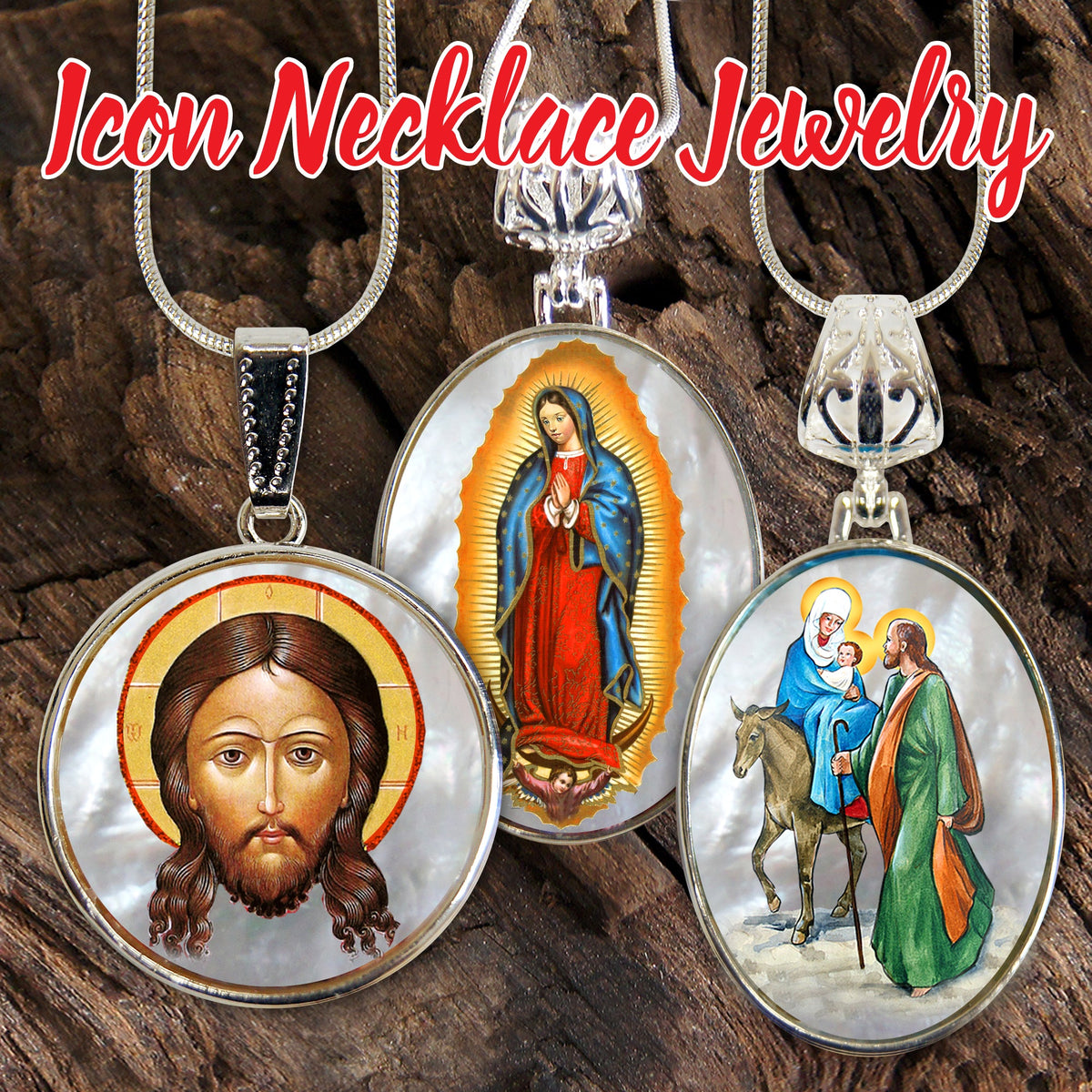 Blessed Virgin Mary Patron Silver Plated Mother of Pearl Jewelry Necklace - 43017