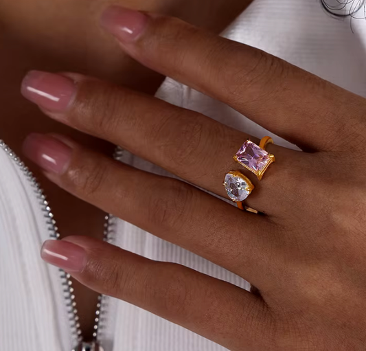 HoopLa Lilly Collection 14K GP Open Band CZs Ring