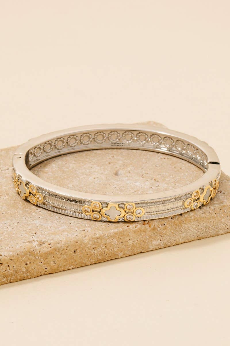 Anarchy Street Gold Plated 2 Tone Intricate Hinge Bangle Bracelet