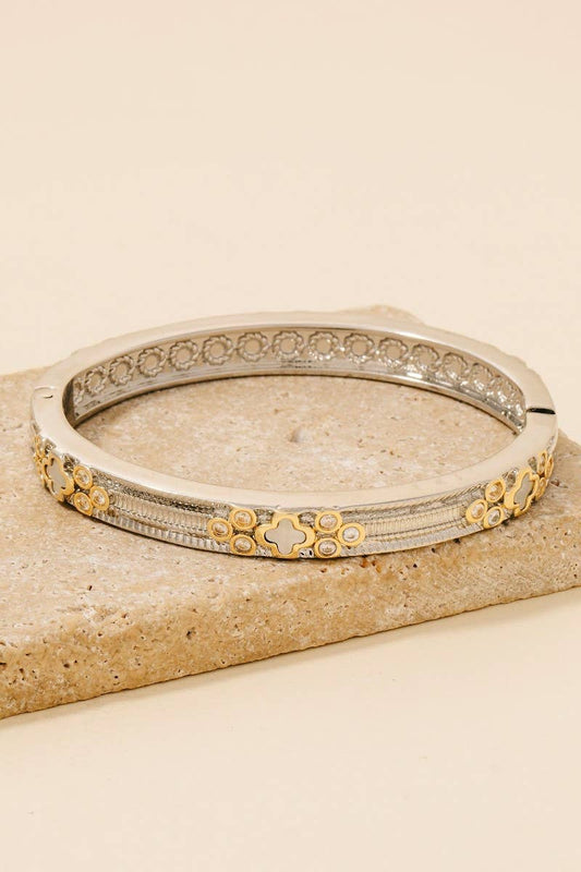 Anarchy Street Gold Plated 2 Tone Intricate Hinge Bangle Bracelet