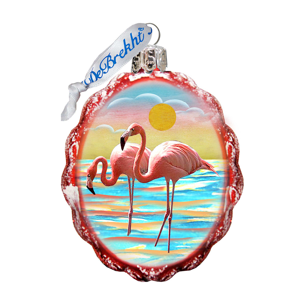 Flamingo at Sunset Mercury Glass Ornament by G. DeBrekht - Coastal Holiday Decor - 777375