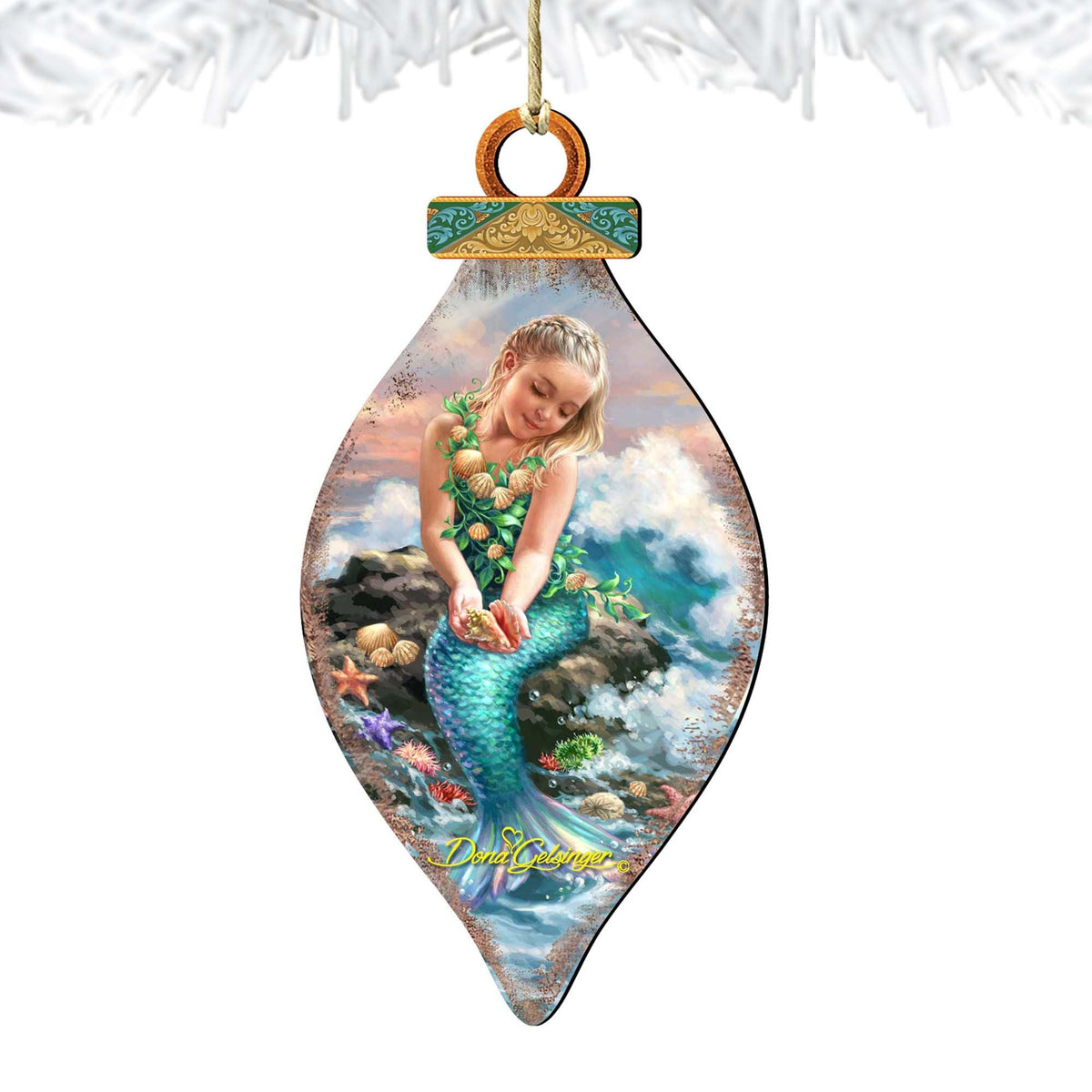 Princess of The Sea Cone Wooden Ornaments by Gelsinger - Coastal Holiday Decor - 8041112-1611