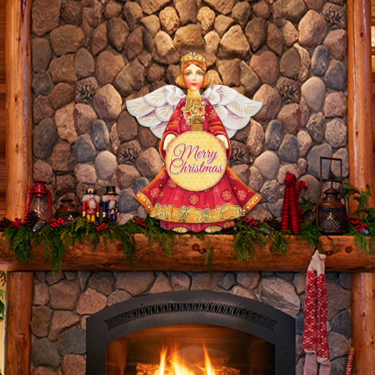 Dated Merry Christmas Angel Door Hanger by G. DeBrekht - Designocracy - 8152722H-MCH