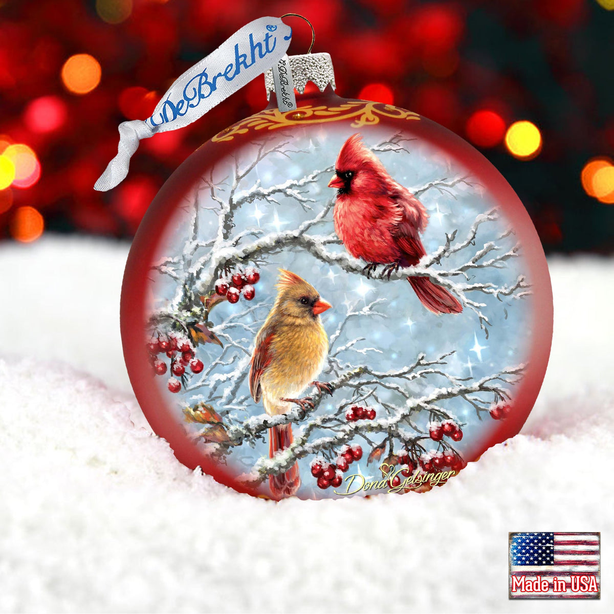 Winter Cardinals Glass Ornament by D. Gelsinger - Christmas Décor - 71110-1843