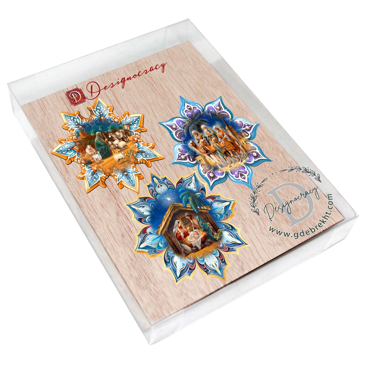 Nativity Snowflake Eco Wood Ornaments Set of 3 by G. Debrekht - Nativity Holiday Decor - 8090153-S3