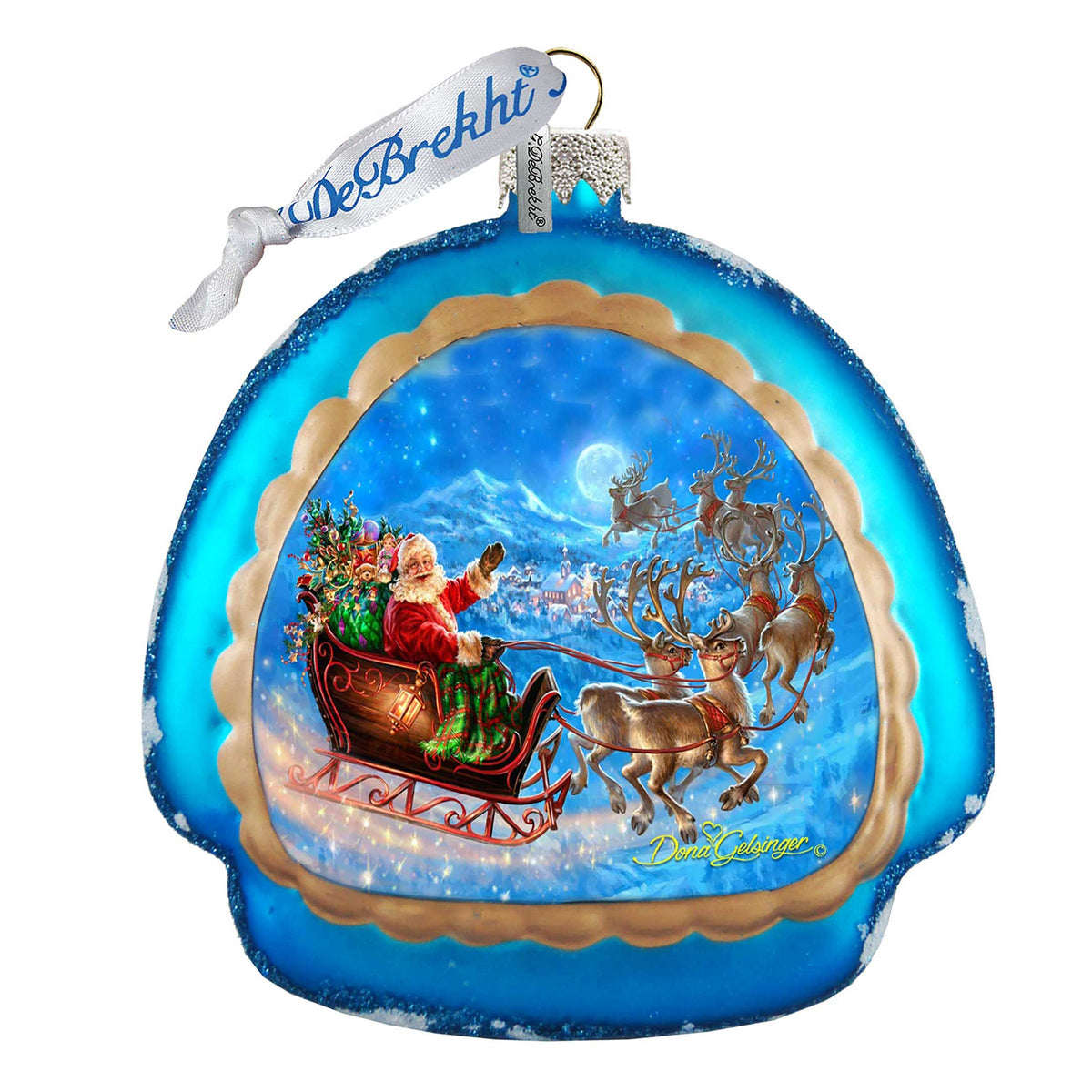 Up-Up and Away Glass Ornament by G. DeBrekht - Christmas Santa Snowman Decor - 756-014