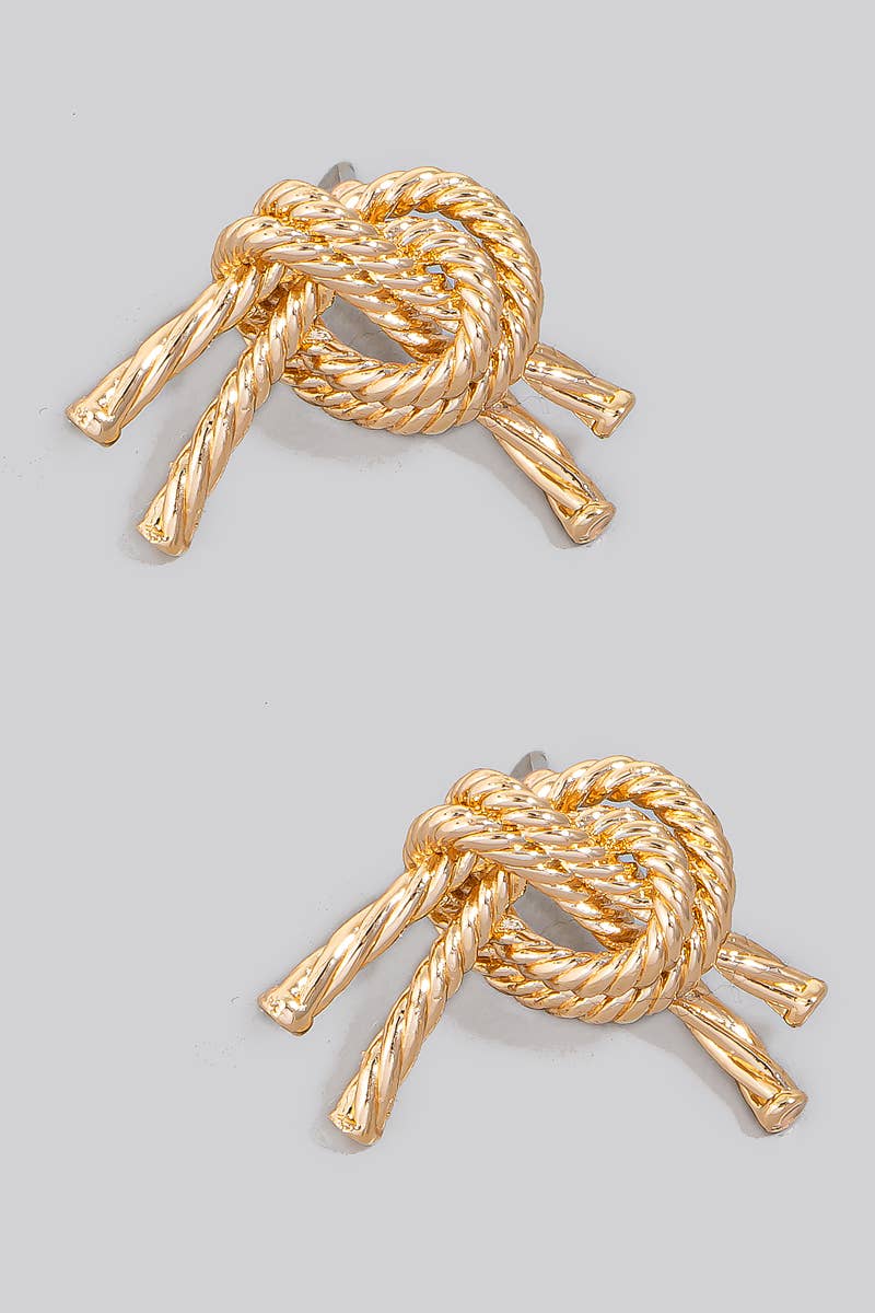 The Looks by Fame Metallic Tied Rope Knot Stud Earrings