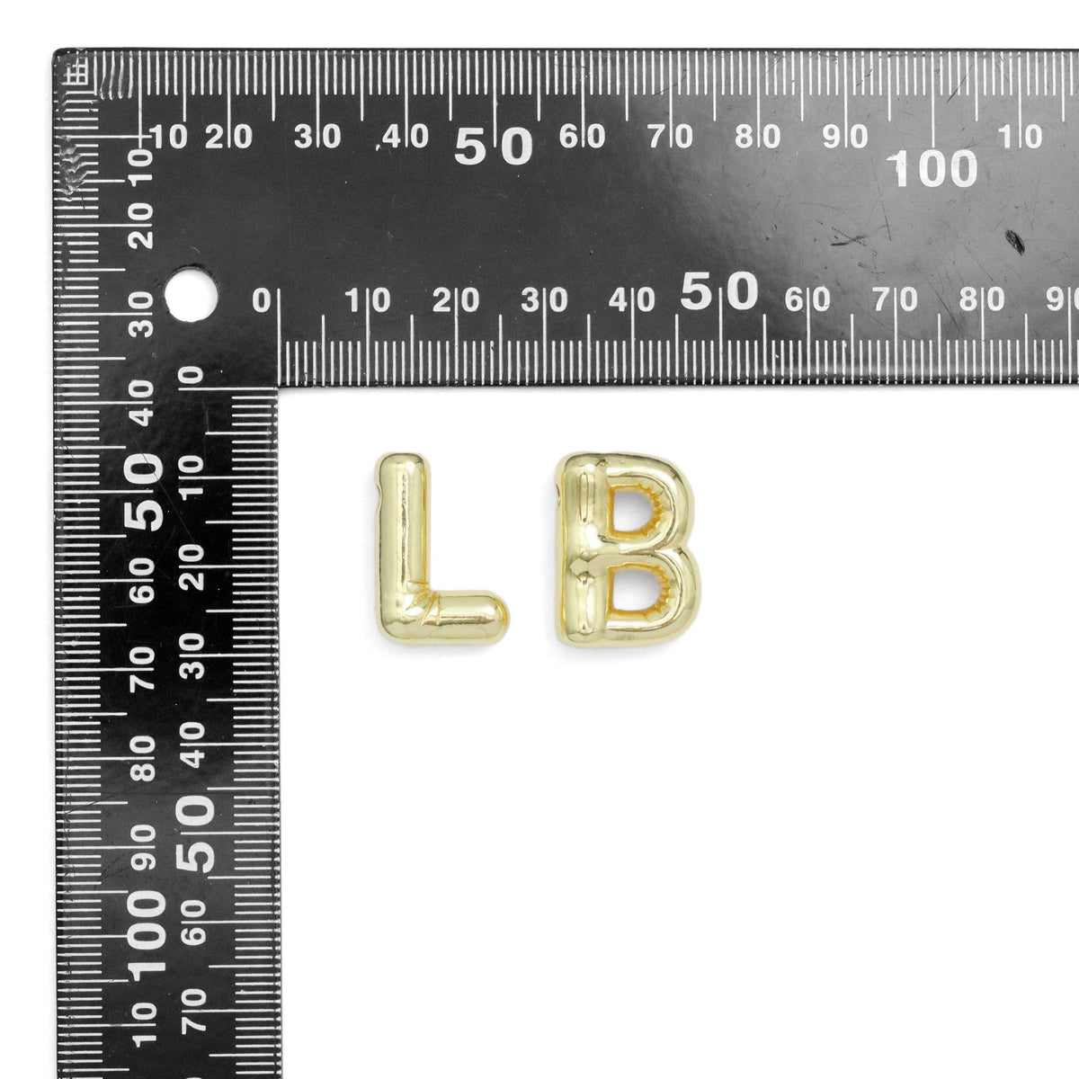 Gold Silver Bubble Initial Letter Charm, Sku#LX563