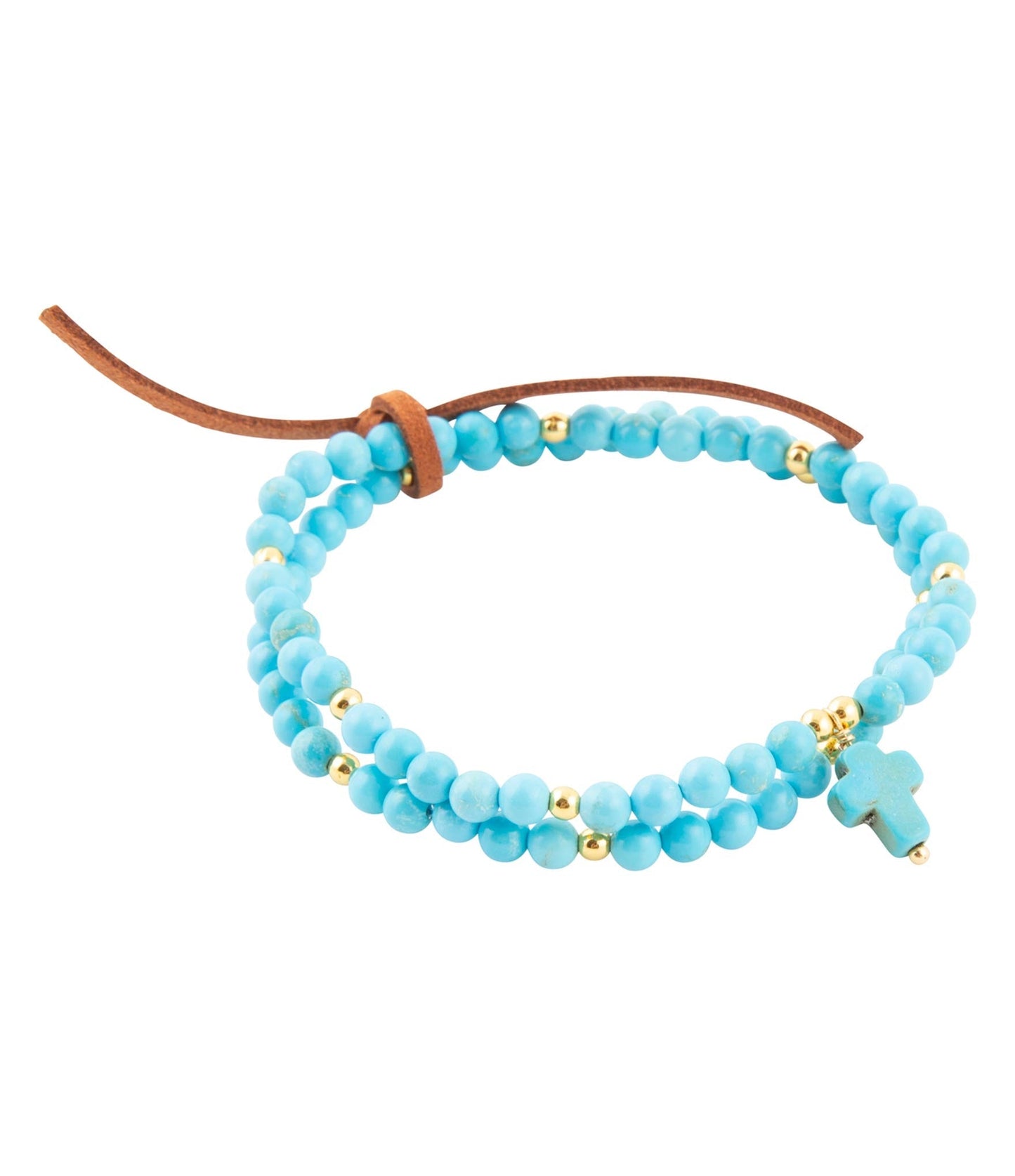 Blue Magnesite Golden Charm Stretch Bracelet Set
