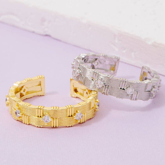 The Looks by Fame Double Row Ribbed Fashion Ring